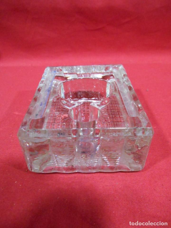 Escriban&iacute;a: ANTIGUO TINTERO RECTANGULAR DE CRISTAL PARA PUPITRE O MESA. - Foto 5