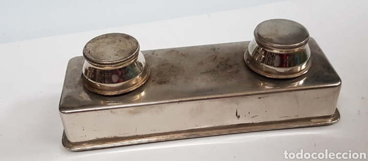 Escriban&iacute;a: Antiguo tintero doble metal - car187 - Foto 1