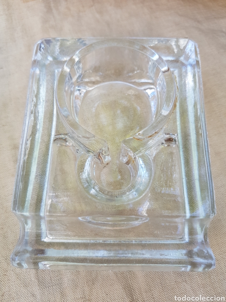 Escriban&iacute;a: Antiguo tintero cristal macizo - Foto 2
