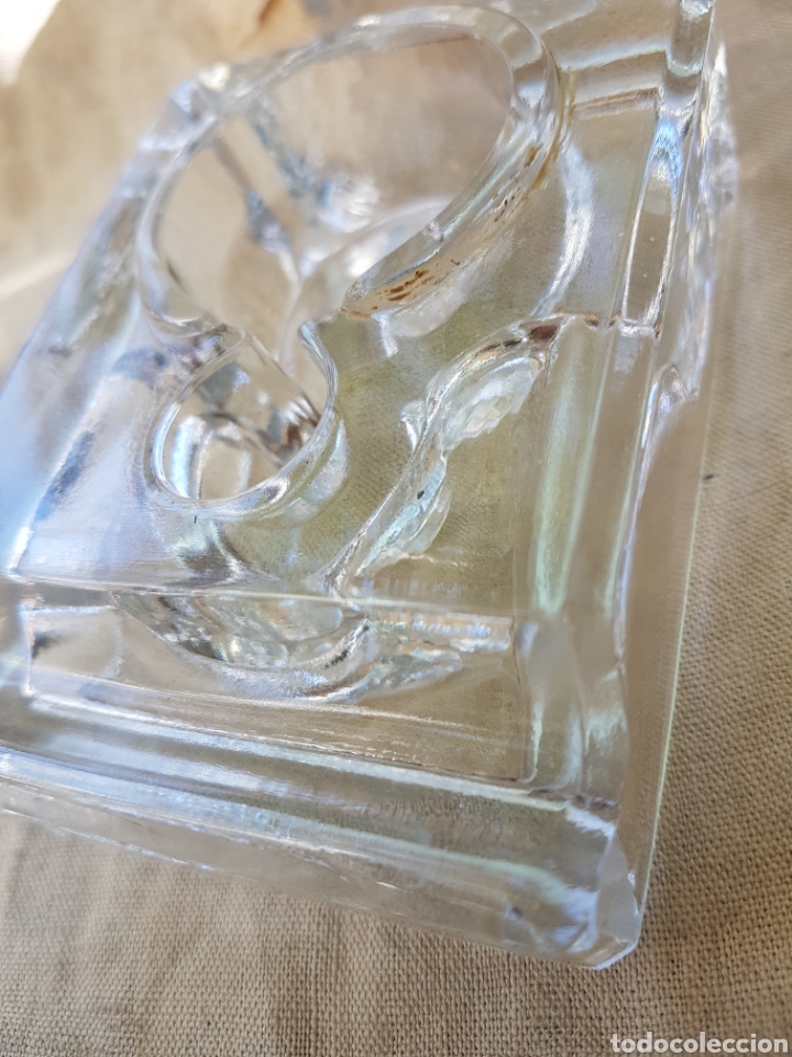 Escriban&iacute;a: Antiguo tintero cristal macizo - Foto 3
