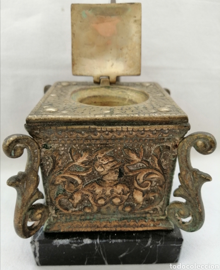 Escriban&iacute;a: Antiguo y Gran Tintero Bronce. - Foto 4