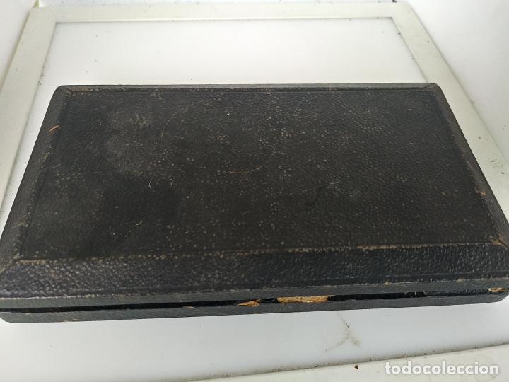 Escriban&iacute;a: Antiguo juego de compas completo en estuche con regla - Foto 5