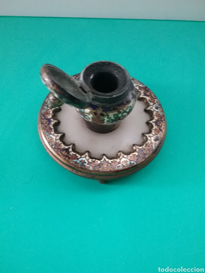 Escriban&iacute;a: Tintero en Cloisonne y en bronce finales siglo XIX. - Foto 3