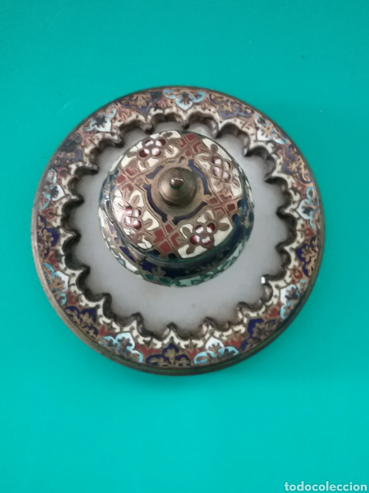 Escriban&iacute;a: Tintero en Cloisonne y en bronce finales siglo XIX. - Foto 4