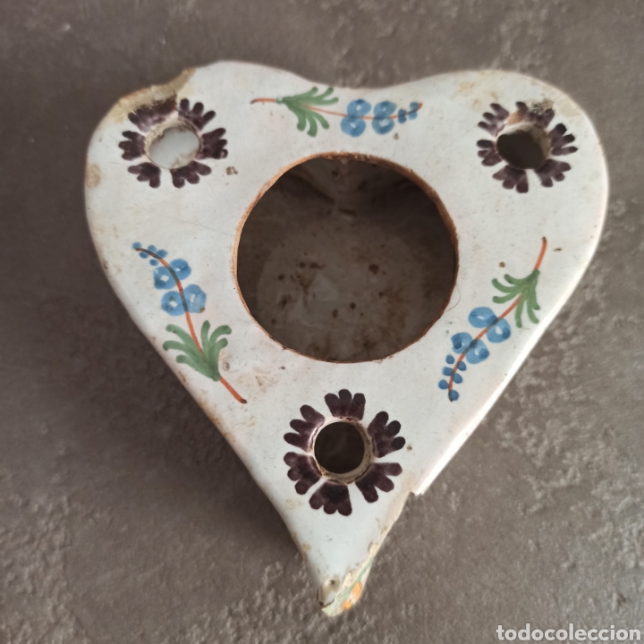 Escriban&iacute;a: Tintero antiguo de cer&aacute;mica en forma decorazon - Foto 5