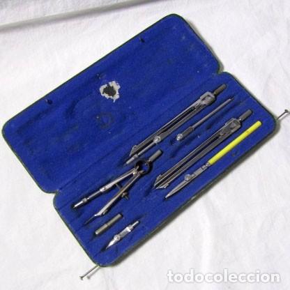Escriban&iacute;a: Antiguo estuche juego compas tiralineas - Foto 1