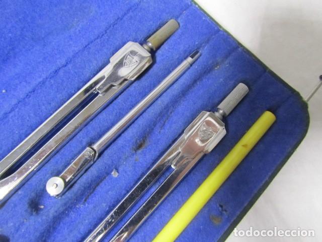 Escriban&iacute;a: Antiguo estuche juego compas tiralineas - Foto 3
