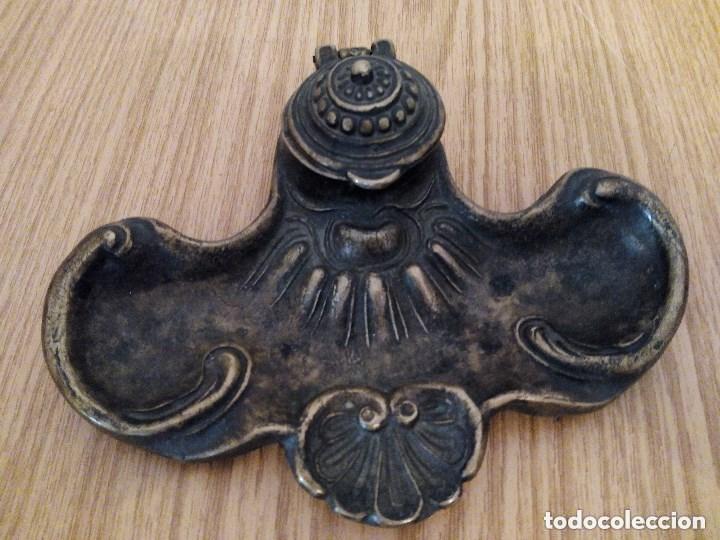 Escriban&iacute;a: TINTERO ANTIGUO EN BRONCE ( LATON )-(&) - Foto 1