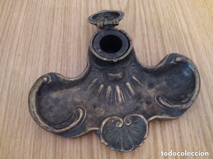 Escriban&iacute;a: TINTERO ANTIGUO EN BRONCE ( LATON )-(&) - Foto 2