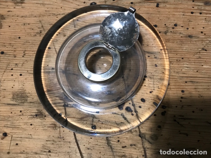Escriban&iacute;a: Tintero redondo de cristal. Pesado. Espectacular - Foto 4