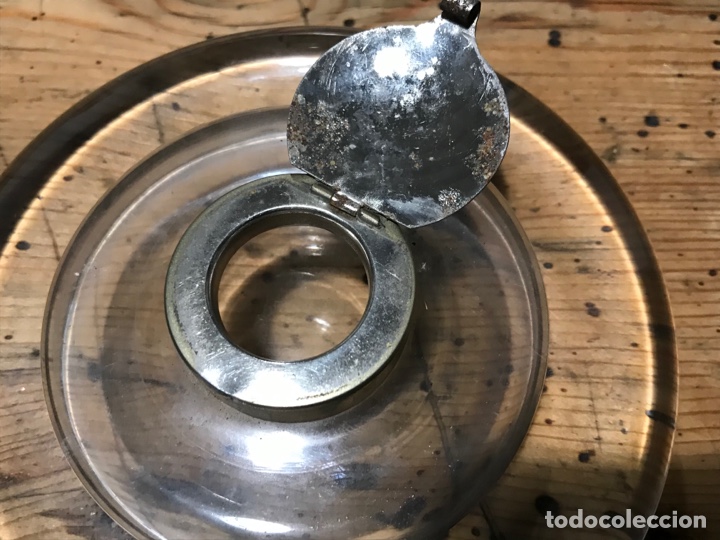 Escriban&iacute;a: Tintero redondo de cristal. Pesado. Espectacular - Foto 5