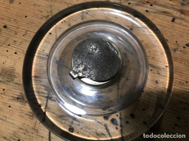 Escriban&iacute;a: Tintero redondo de cristal. Pesado. Espectacular - Foto 7