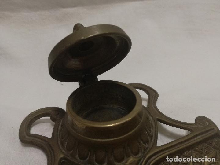 Escriban&iacute;a: ANTIGUO TINTERO DE BRONCE / LATON - Foto 5