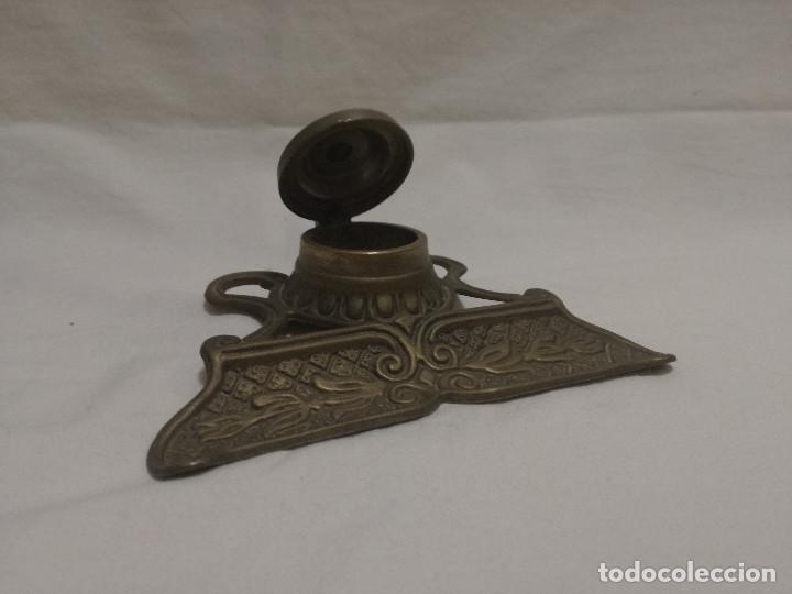Escriban&iacute;a: ANTIGUO TINTERO DE BRONCE / LATON - Foto 6