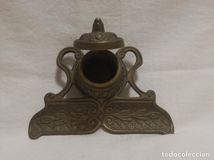 Escriban&iacute;a: ANTIGUO TINTERO DE BRONCE / LATON - Foto 7