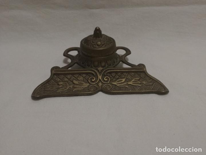 Escriban&iacute;a: ANTIGUO TINTERO DE BRONCE / LATON - Foto 11