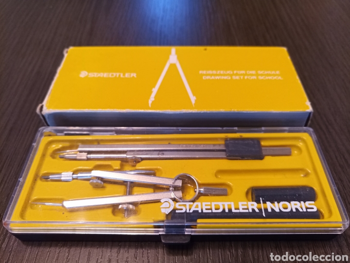 Escriban&iacute;a: Antiguo Set Comp&aacute;s y Br&uacute;jula Geometrica STAEDTLER NORIS - Foto 1