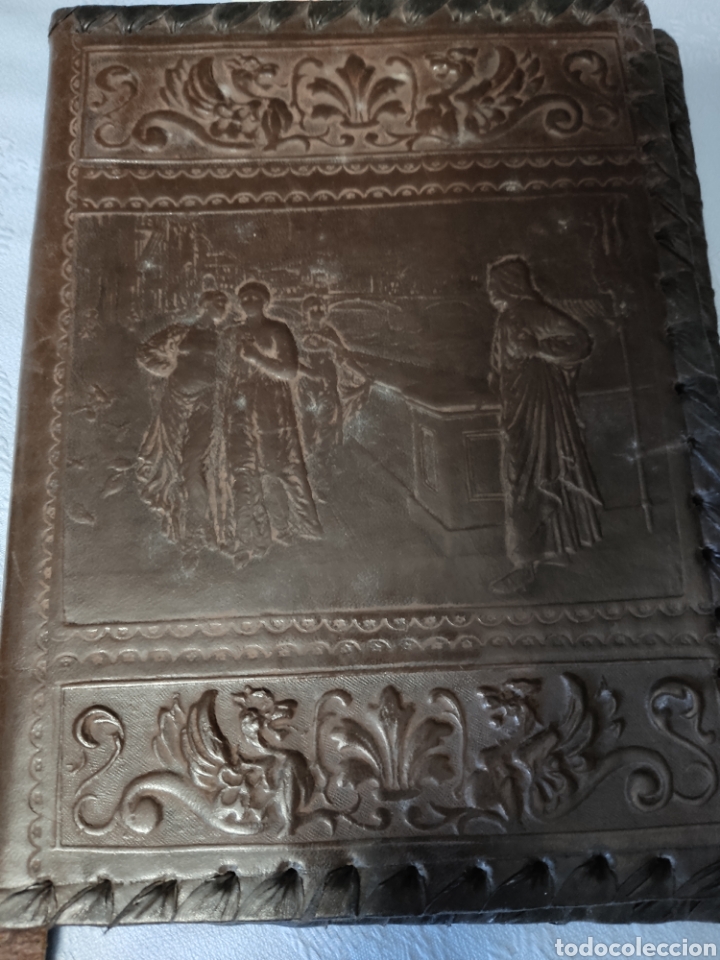Escriban&iacute;a: Carpeta de piel repujada, siglo XIX - Foto 1