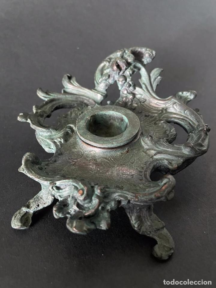 Escriban&iacute;a: ANTIGUO TINTERO MODERNISTA EN BRONCE - Foto 1