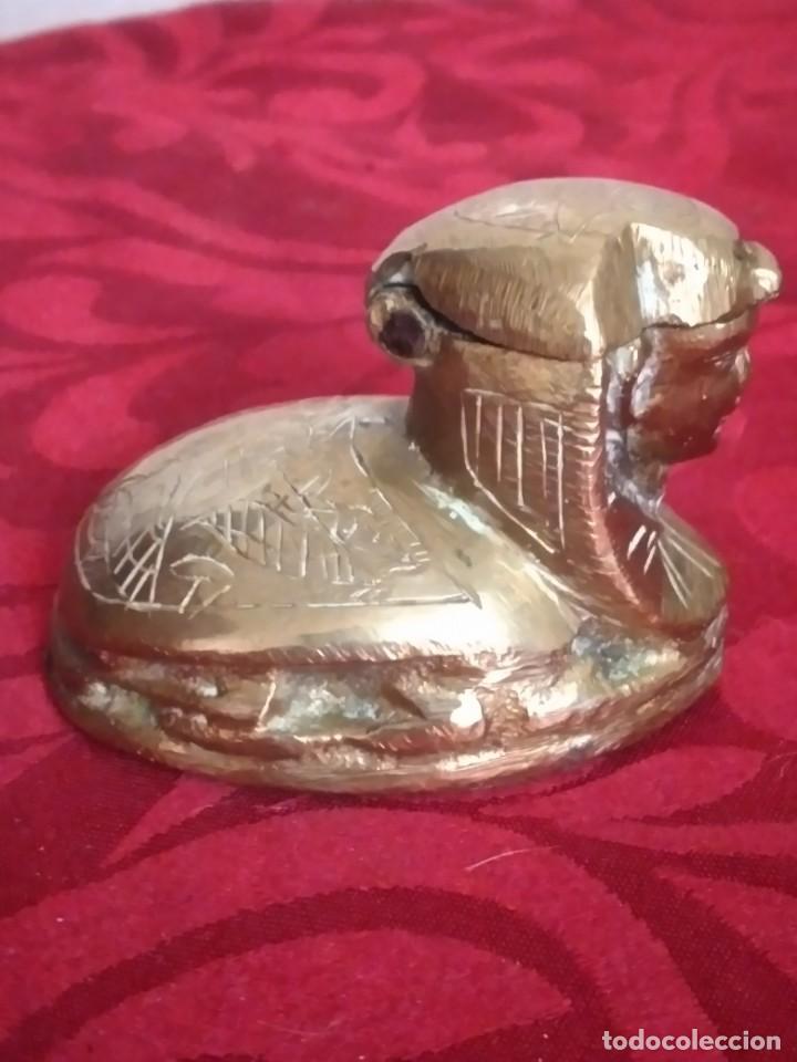 Escriban&iacute;a: Original tintero de bronce, esfinge egipcia. - Foto 4