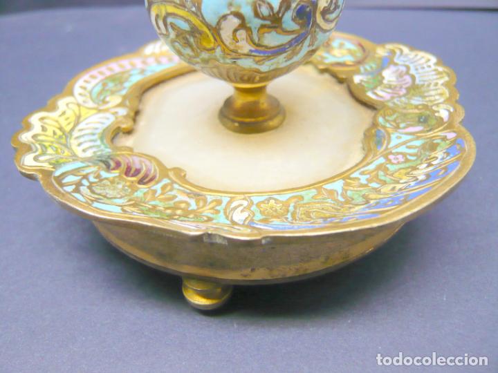 Escriban&iacute;a: Antiguo tintero franc&eacute;s Napoleon III con esmaltes champleve cloisonne - Foto 3
