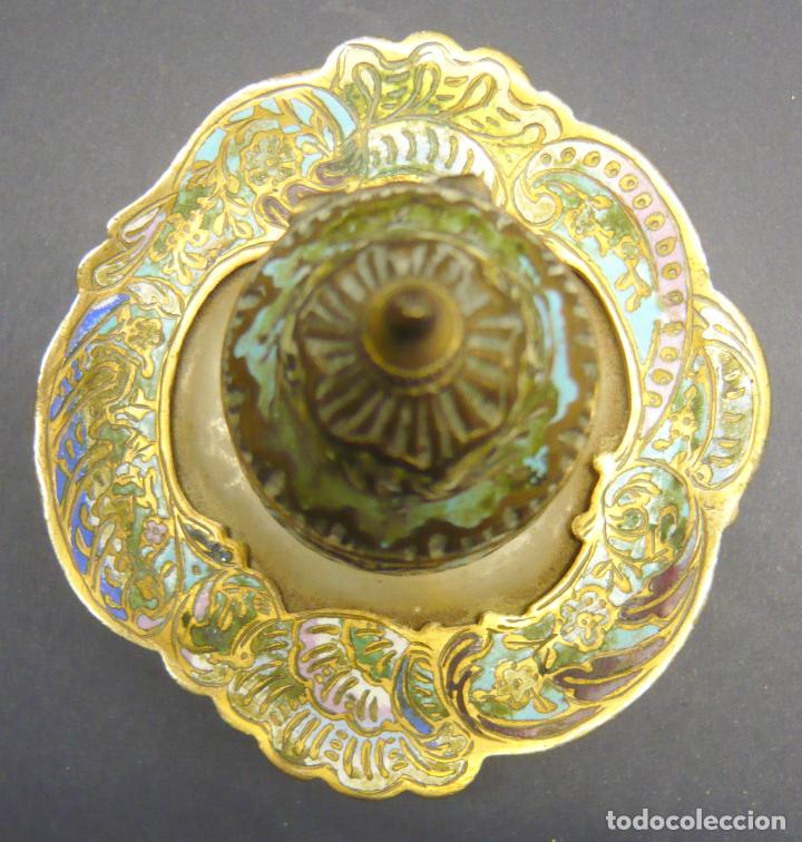 Escriban&iacute;a: Antiguo tintero franc&eacute;s Napoleon III con esmaltes champleve cloisonne - Foto 7