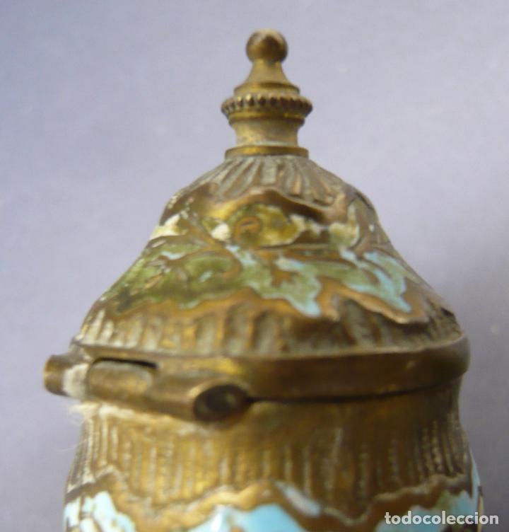 Escriban&iacute;a: Antiguo tintero franc&eacute;s Napoleon III con esmaltes champleve cloisonne - Foto 8