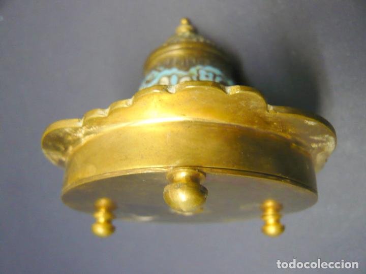 Escriban&iacute;a: Antiguo tintero franc&eacute;s Napoleon III con esmaltes champleve cloisonne - Foto 10