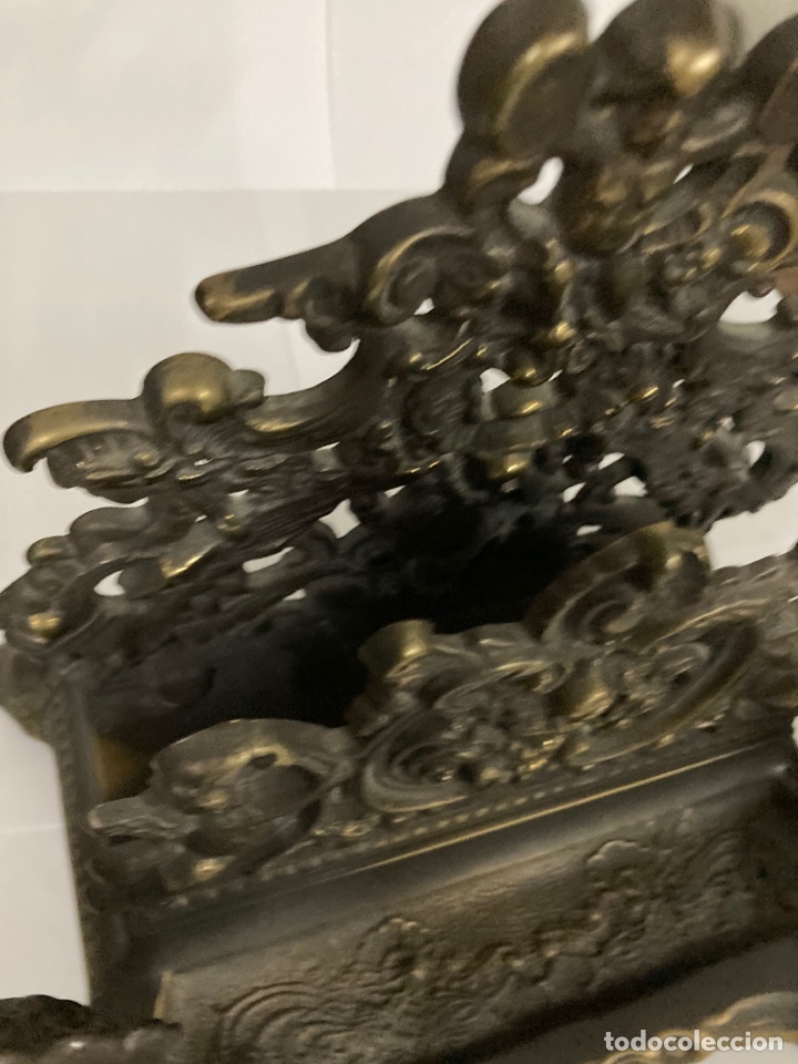 Escriban&iacute;a: Escriban&iacute;a de bronce antiguo de dos tinteros - Foto 7