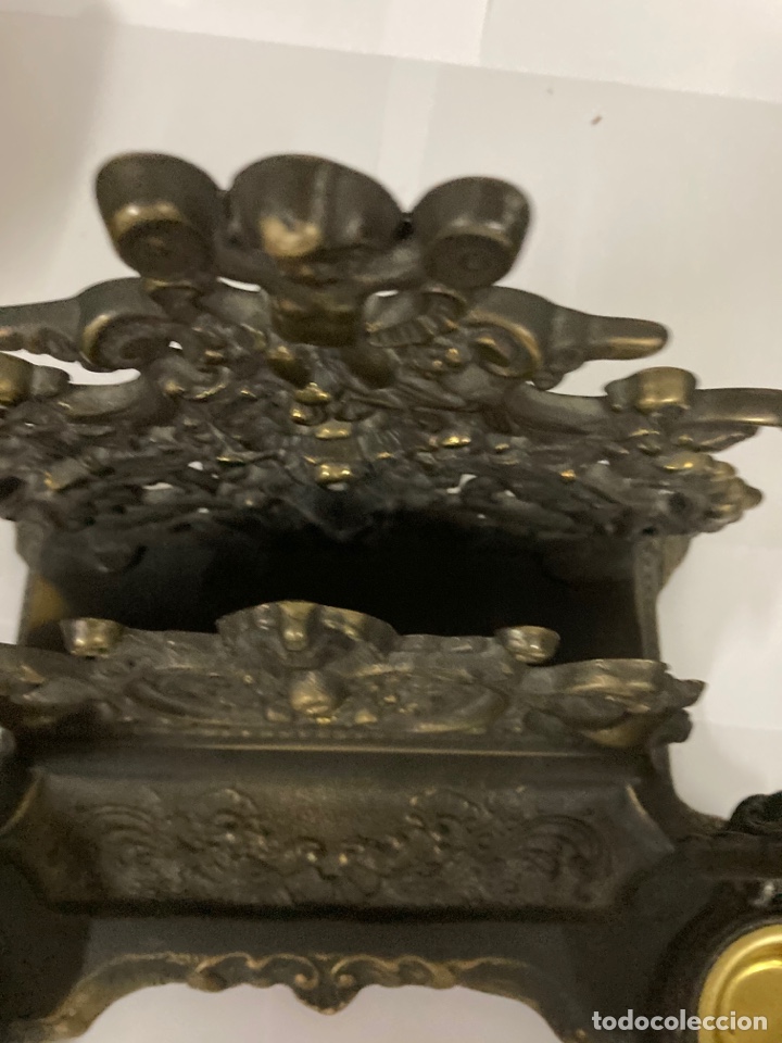 Escriban&iacute;a: Escriban&iacute;a de bronce antiguo de dos tinteros - Foto 8