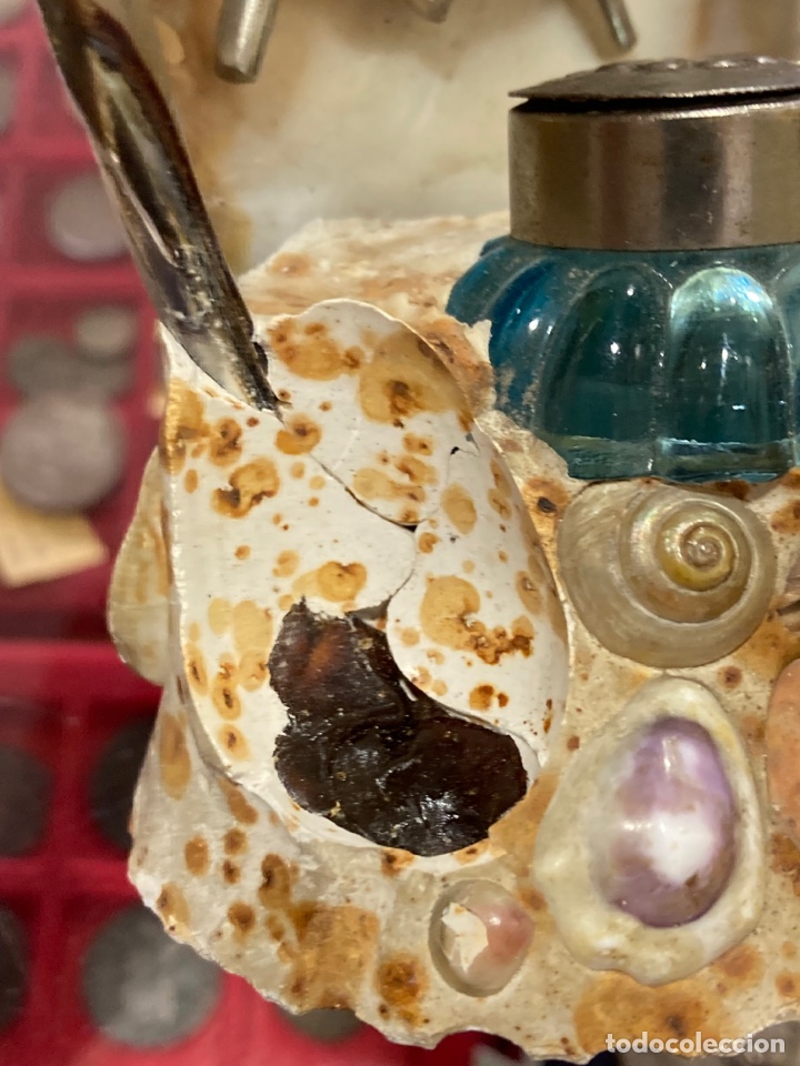 Escriban&iacute;a: Bonito tintero echo sobre una concha de n&aacute;car, para restaurar - Foto 6