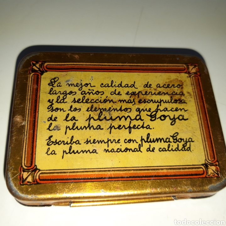 Escriban&iacute;a: Caja de plumillas de chapa Goya. - Foto 2