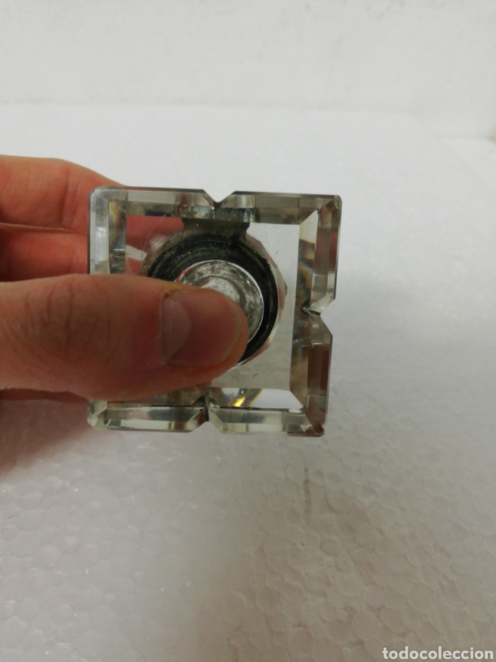 Escriban&iacute;a: Tintero cristal sobremesa tapa lat&oacute;n. - Foto 5