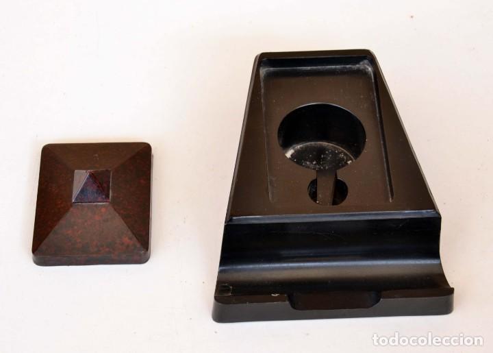 Escriban&iacute;a: TINTERO NEGRO DE BAQUELITA ART DECO - Foto 2