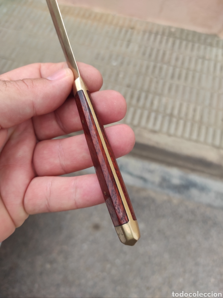 Escriban&iacute;a: Antiguo Abrecartas Mango Madera y Bronce - Foto 5