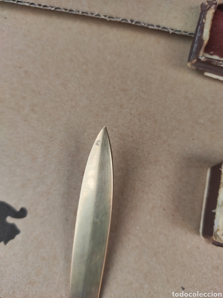 Escriban&iacute;a: Antiguo Abrecartas Mango Madera y Bronce - Foto 6
