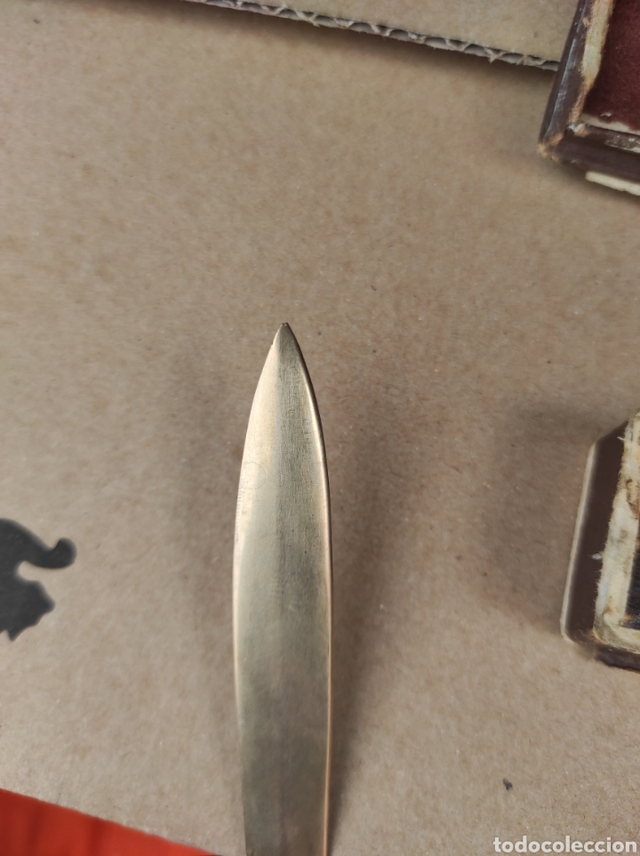 Escriban&iacute;a: Antiguo Abrecartas Mango Madera y Bronce - Foto 7