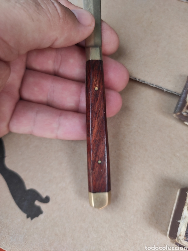 Escriban&iacute;a: Antiguo Abrecartas Mango Madera y Bronce - Foto 10