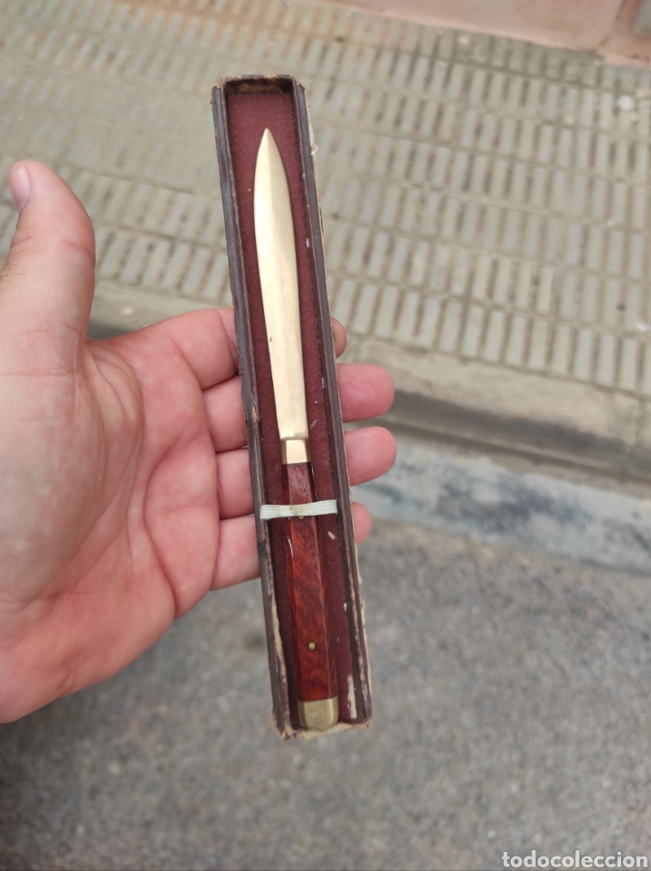 Escriban&iacute;a: Antiguo Abrecartas Mango Madera y Bronce - Foto 15