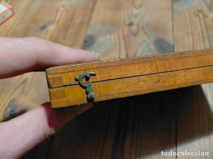 Escriban&iacute;a: Caja de madera con lote de compases comp&aacute;s t&eacute;cnico de metal antiguo complementos - Foto 7