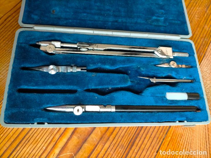 Escriban&iacute;a: Comp&aacute;s profesional de precisi&oacute;n de metal plateado con caja y complementos Laster - Foto 2