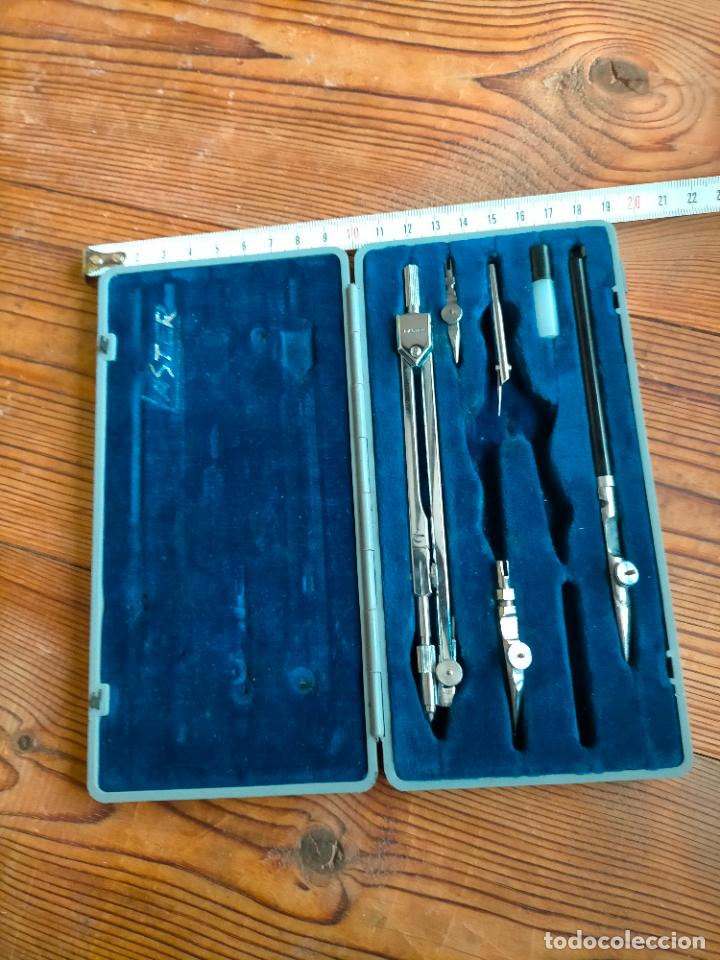 Escriban&iacute;a: Comp&aacute;s profesional de precisi&oacute;n de metal plateado con caja y complementos Laster - Foto 5