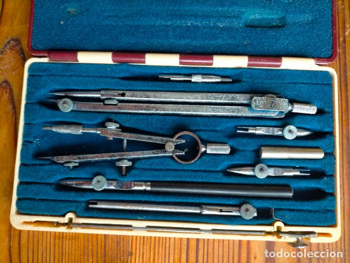 Escriban&iacute;a: Comp&aacute;s profesional de precisi&oacute;n de metal plateado con caja y complementos puntas Stilus - Foto 4