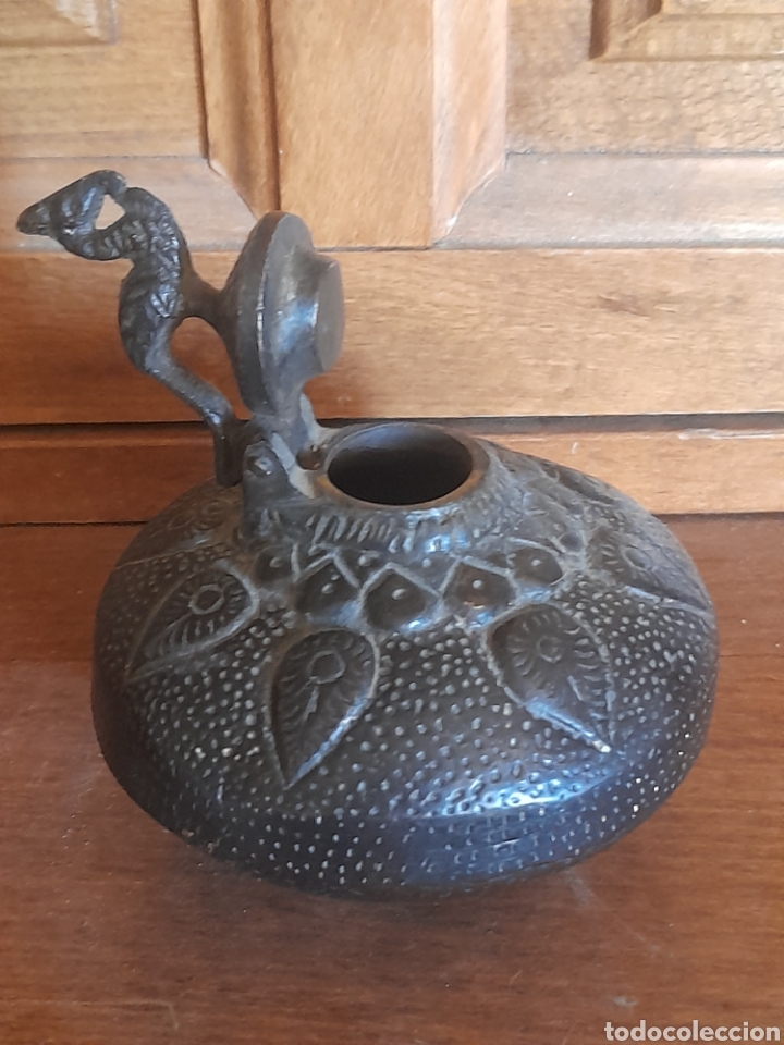 Escriban&iacute;a: Antiguo tintero de bronce - Foto 3