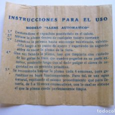 Escribanía: ANTIGUAS INSTRUCCIONES PARA EL LLENADO DE PLUMAS ORIGINAL