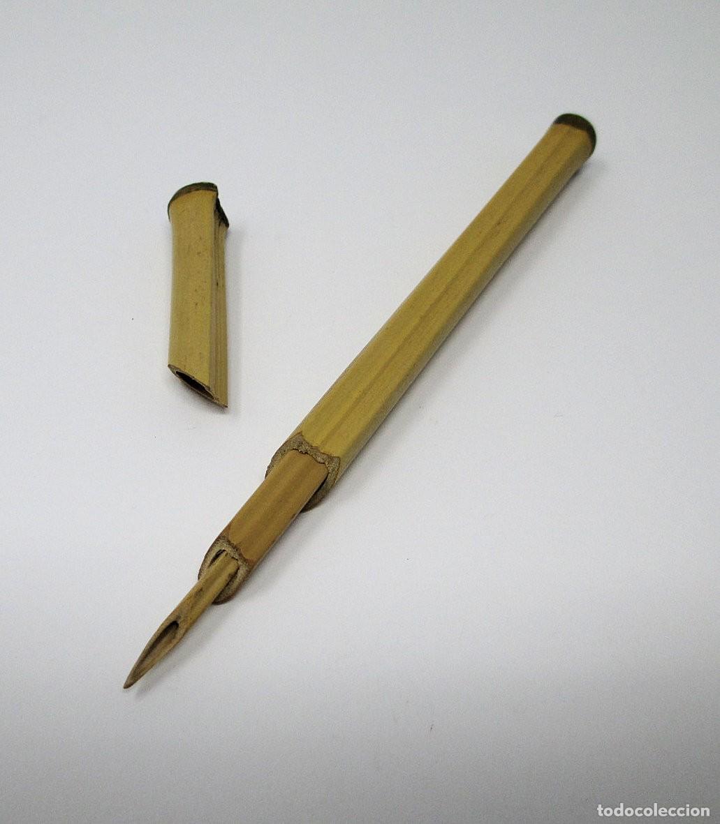 Escriban&iacute;a: Pluma artesanal de ca&ntilde;a de Bamb&uacute; con cierre o capuch&oacute;n. - Foto 1