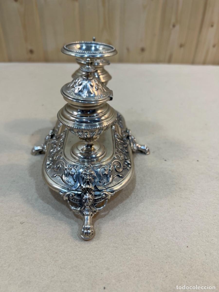 Escriban&iacute;a: Escriban&iacute;a o tintero de plata del siglo XIX - Foto 4