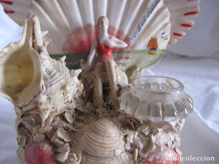 Escriban&iacute;a: 2 TINTEROS RECUERDO DE PALAMOS, COMPOSICI&Oacute;N DE CONCHAS... - Foto 8