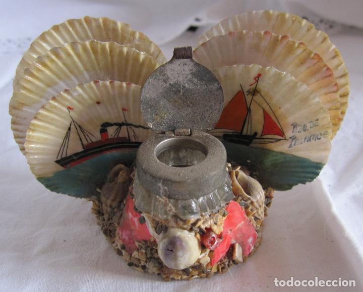 Escriban&iacute;a: 2 TINTEROS RECUERDO DE PALAMOS, COMPOSICI&Oacute;N DE CONCHAS... - Foto 15