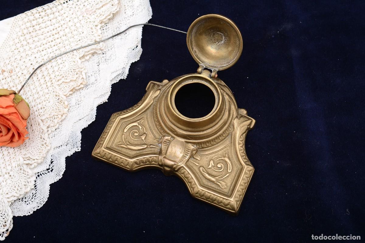 Escriban&iacute;a: Antiguo tintero de lat&oacute;n franc&eacute;s modelo Brevet - Foto 2